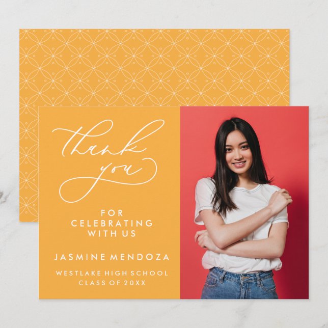 SIMPLE WHIMSICAL CALLIGRAPHY GRADUATION THANK YOU CARD (Front/Back)