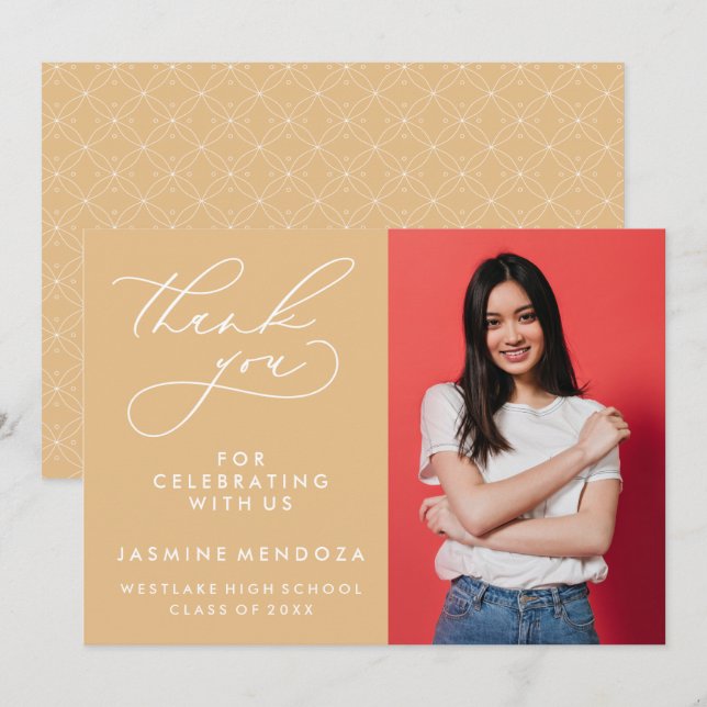 SIMPLE WHIMSICAL CALLIGRAPHY GRADUATION THANK YOU CARD (Front/Back)