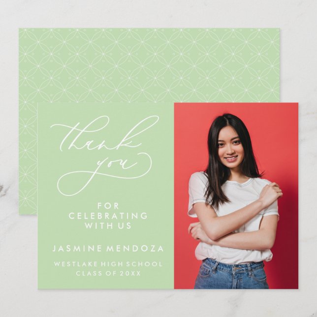 SIMPLE WHIMSICAL CALLIGRAPHY GRADUATION THANK YOU CARD (Front/Back)