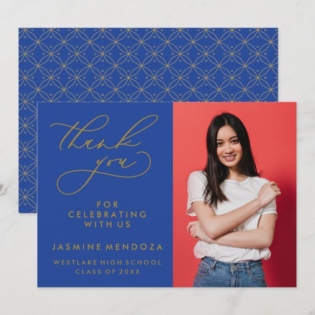 SIMPLE WHIMSICAL CALLIGRAPHY GRADUATION THANK YOU CARD (Front/Back)