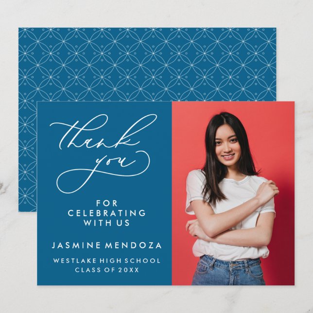 SIMPLE WHIMSICAL CALLIGRAPHY GRADUATION THANK YOU CARD (Front/Back)