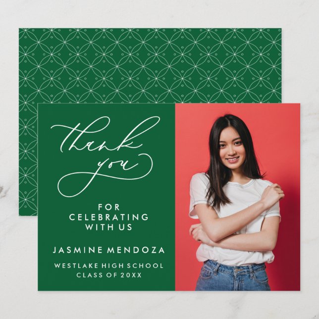SIMPLE WHIMSICAL CALLIGRAPHY GRADUATION THANK YOU CARD (Front/Back)