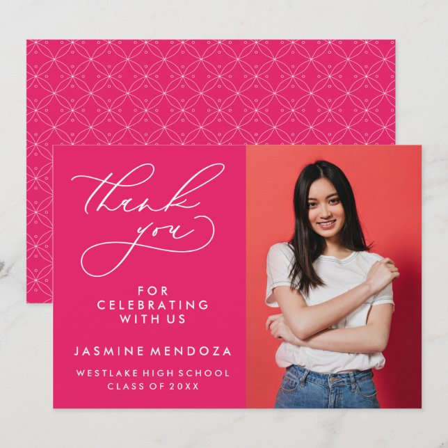 SIMPLE WHIMSICAL CALLIGRAPHY GRADUATION THANK YOU CARD (Front/Back)