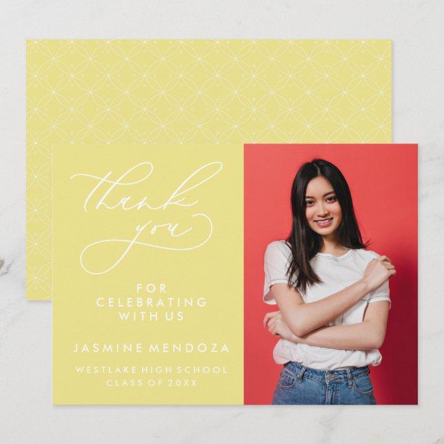 SIMPLE WHIMSICAL CALLIGRAPHY GRADUATION THANK YOU CARD (Front/Back)