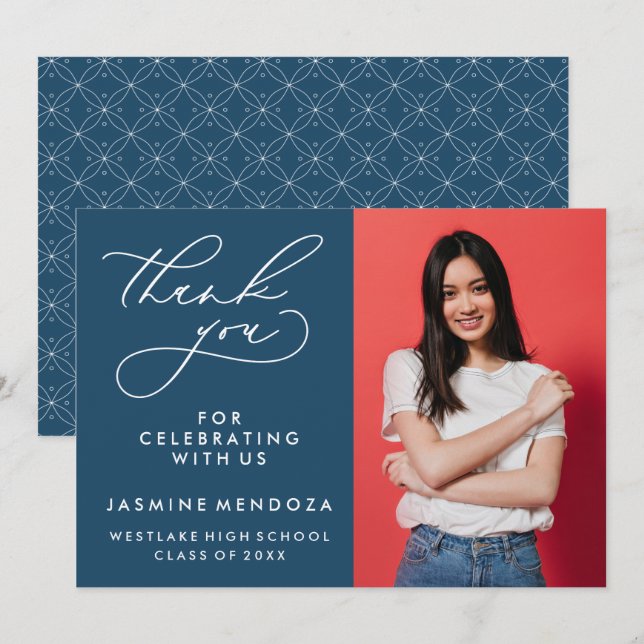 SIMPLE WHIMSICAL CALLIGRAPHY GRADUATION THANK YOU CARD (Front/Back)