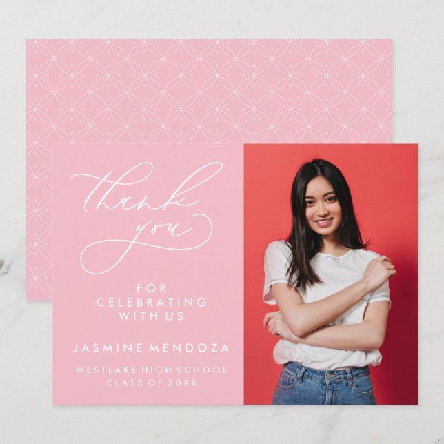 SIMPLE WHIMSICAL CALLIGRAPHY GRADUATION THANK YOU CARD (Front/Back)