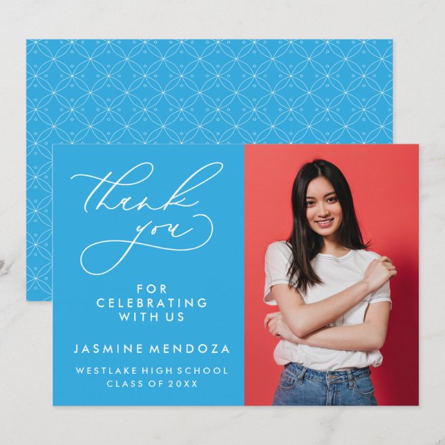SIMPLE WHIMSICAL CALLIGRAPHY GRADUATION THANK YOU CARD (Front/Back)