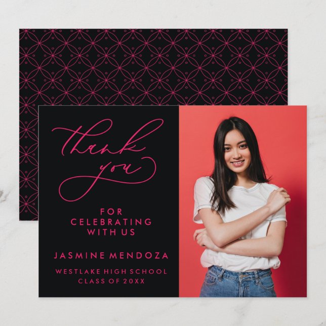 SIMPLE WHIMSICAL CALLIGRAPHY GRADUATION THANK YOU CARD (Front/Back)
