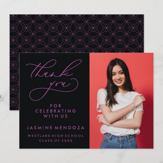 SIMPLE WHIMSICAL CALLIGRAPHY GRADUATION THANK YOU CARD (Front/Back)