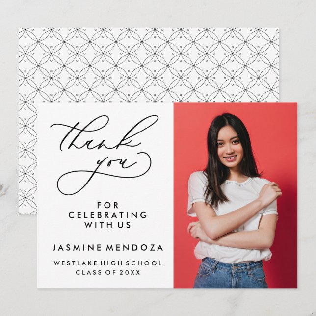 SIMPLE WHIMSICAL CALLIGRAPHY GRADUATION THANK YOU CARD (Front/Back)