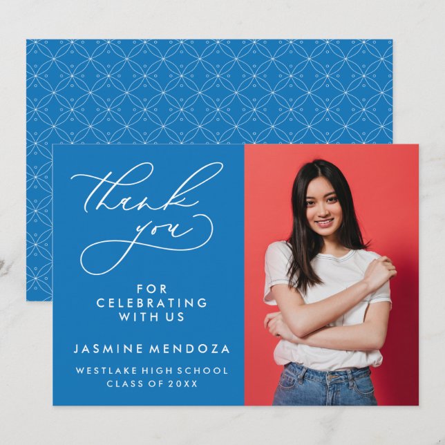 SIMPLE WHIMSICAL CALLIGRAPHY GRADUATION THANK YOU CARD (Front/Back)