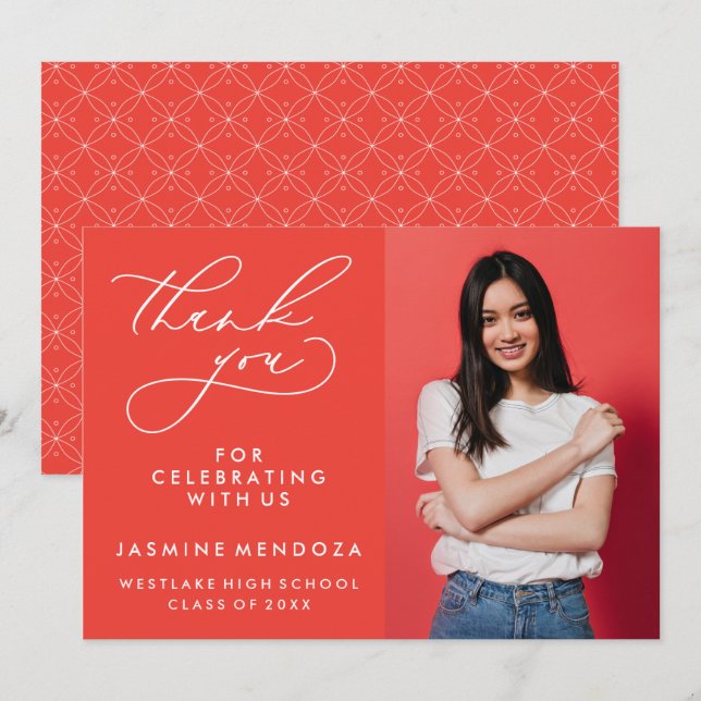 SIMPLE WHIMSICAL CALLIGRAPHY GRADUATION THANK YOU CARD (Front/Back)