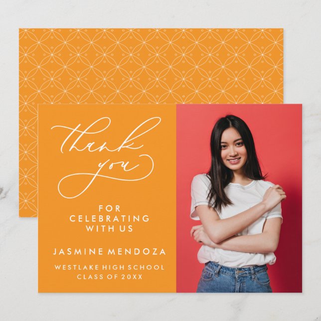 SIMPLE WHIMSICAL CALLIGRAPHY GRADUATION THANK YOU CARD (Front/Back)