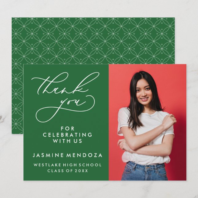 SIMPLE WHIMSICAL CALLIGRAPHY GRADUATION THANK YOU CARD (Front/Back)