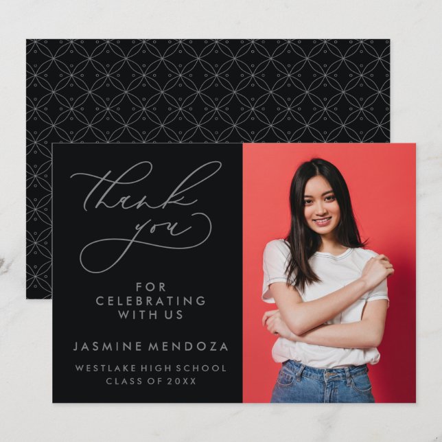 SIMPLE WHIMSICAL CALLIGRAPHY GRADUATION THANK YOU CARD (Front/Back)