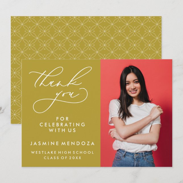 SIMPLE WHIMSICAL CALLIGRAPHY GRADUATION THANK YOU CARD (Front/Back)