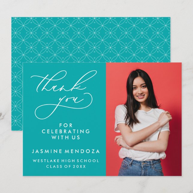 SIMPLE WHIMSICAL CALLIGRAPHY GRADUATION THANK YOU CARD (Front/Back)