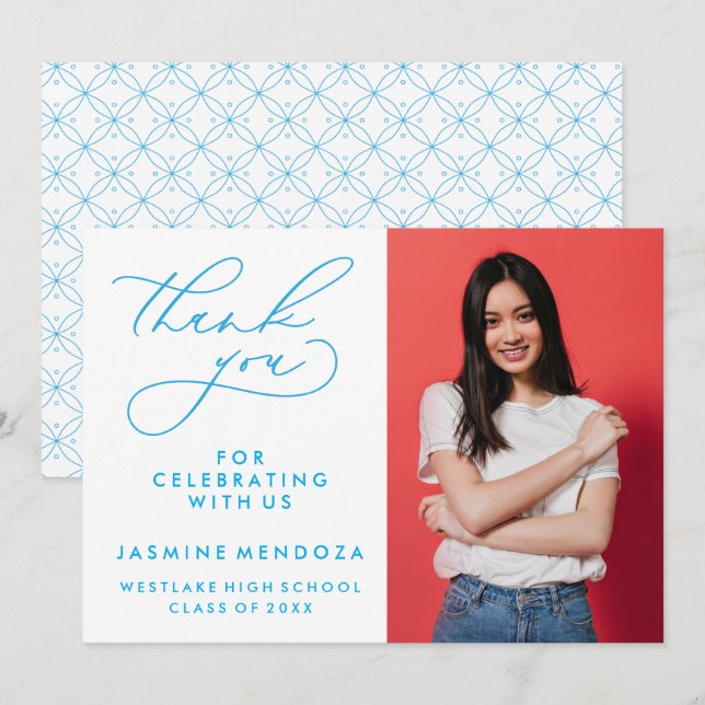 SIMPLE WHIMSICAL CALLIGRAPHY GRADUATION THANK YOU CARD (Front/Back)