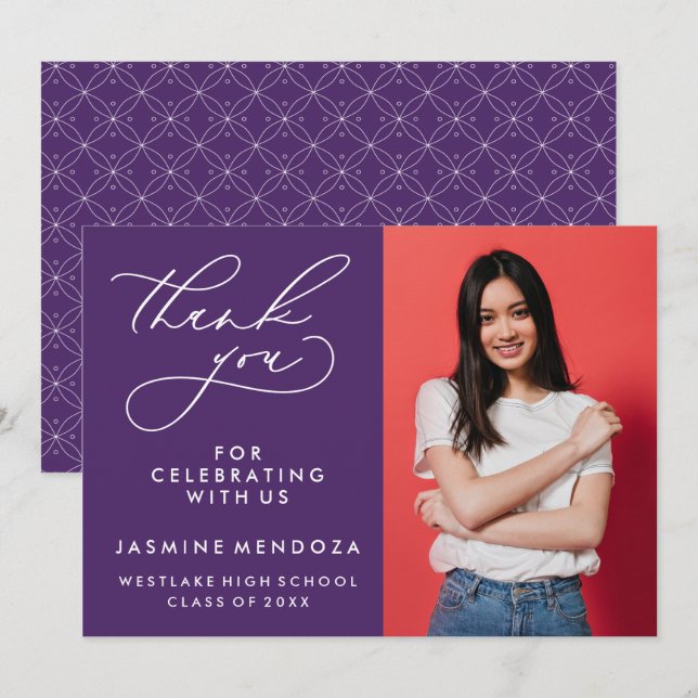 SIMPLE WHIMSICAL CALLIGRAPHY GRADUATION THANK YOU CARD (Front/Back)