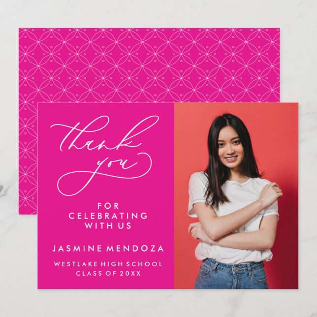 SIMPLE WHIMSICAL CALLIGRAPHY GRADUATION THANK YOU CARD (Front/Back)