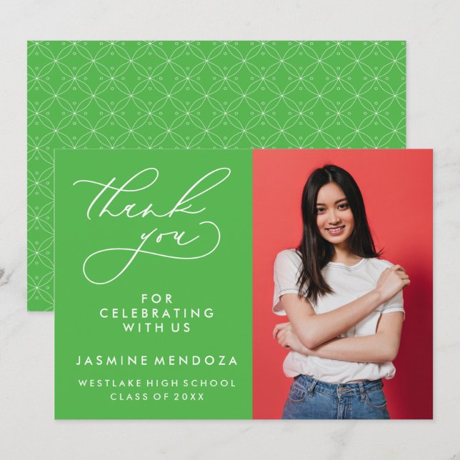 SIMPLE WHIMSICAL CALLIGRAPHY GRADUATION THANK YOU CARD (Front/Back)