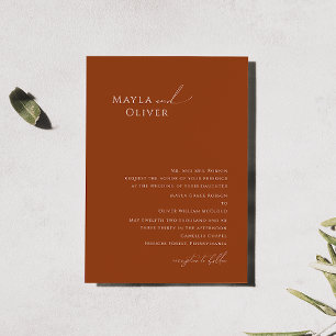 Simple Whimsical Desert Rust Traditional Wedding Invitation