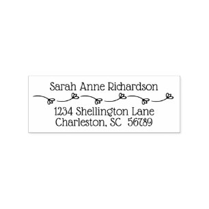 Simple Whimsical Floral Return Address Rubber Stamp