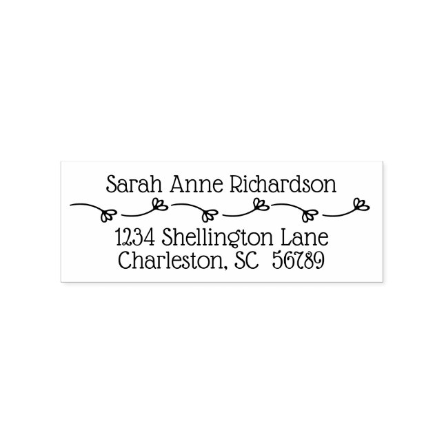 Simple Whimsical Floral Return Address Rubber Stamp (Imprint)