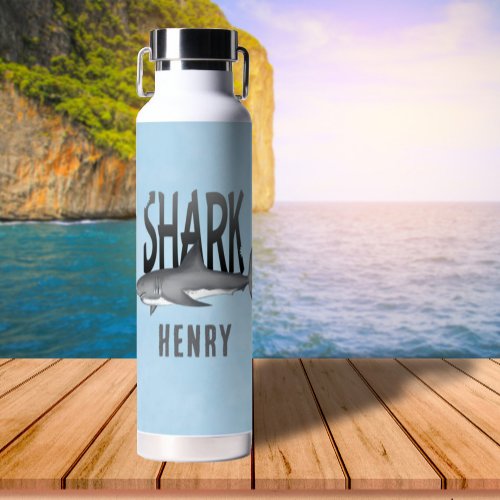 Simple Whimsical Fun Ocean Cool Shark Bite  Water Bottle