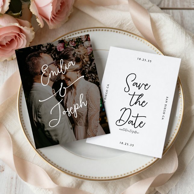 Simple Whimsical Handwritten Save the Date Photo (Creator Uploaded)