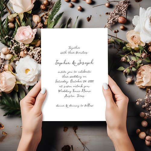 Simple Whimsical Handwritten Script  Wedding Invitation