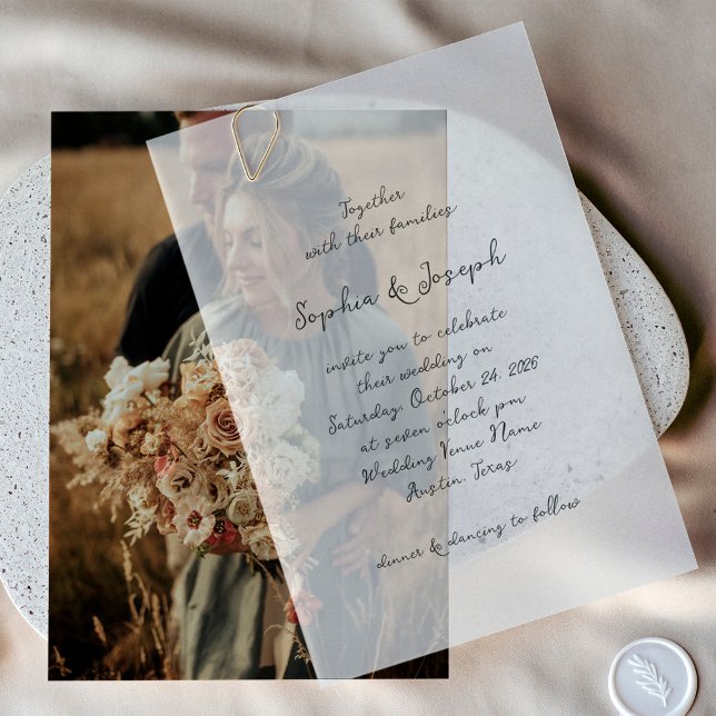 Simple Whimsical Handwritten Script | Wedding Vellum Invitations (Creator Uploaded)