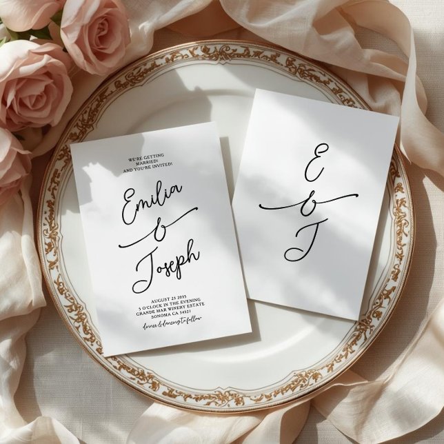 Simple Whimsical Handwritten Wedding Photo Invitation (Creator Uploaded)