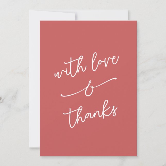Simple Whimsical Love and Thanks Handwritten Thank You Card (Front)
