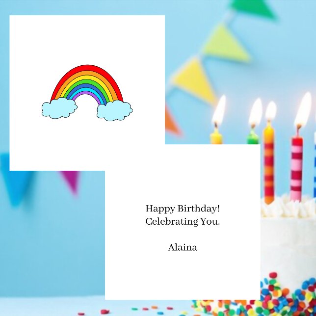Simple Whimsical Rainbow Happy Birthday Note Card (Creator Uploaded)
