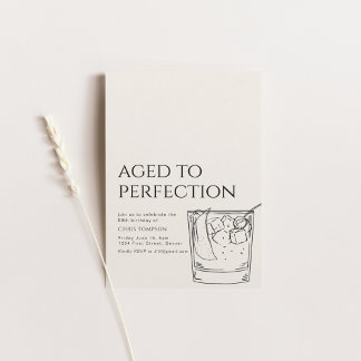Simple Whiskey Aged to Perfection Birthday Invite