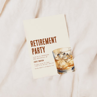 Simple Whiskey Retirement Party Invite