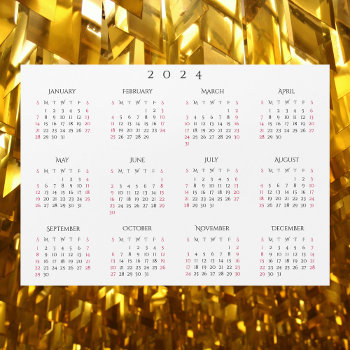 Simple White 2024 Yearly Full Year Calendar Magnet by iCoolCreate at Zazzle