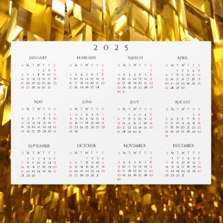Simple White 2025 Yearly Full Year Calendar Magnet