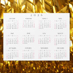 Simple White 2026 Yearly Full Year Calendar Magnet<br><div class="desc">Custom, beautiful elegant script typography, simple plain black and white, 2026 full year, home room office decor, cool, thin, postcard size, yearly calendar magnet, for any magnetic surface at home or office. Makes a great custom gift for friends, family, peers, co-workers, for holidays, christmas, new years.</div>