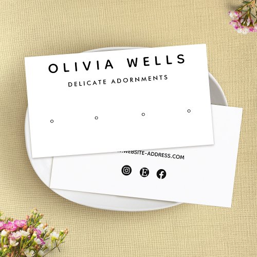 Simple White 4 Hole Stud Earring Display  Business Card