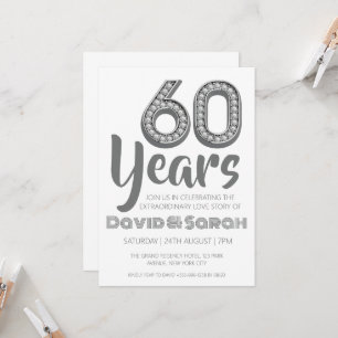 simple white 60th wedding anniversary invitations