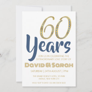 simple white 60th wedding anniversary invitations