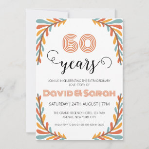 simple white 60th wedding anniversary invitations