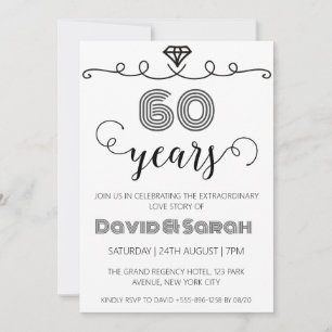 simple white 60th wedding anniversary invitations