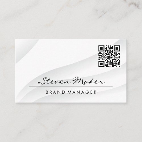 Simple White Abstract  QR Code Business Card