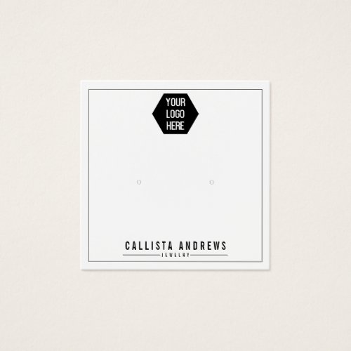 Simple White Add Your Logo Earring Display Card