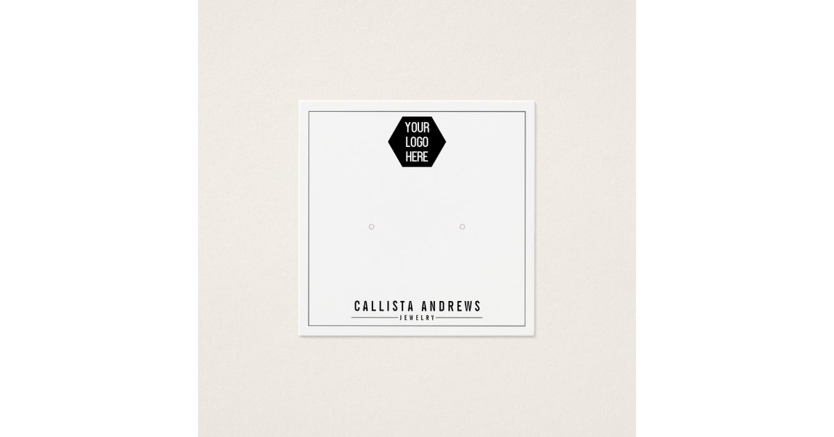 Simple White Add Your Logo Earring Display Card | Zazzle