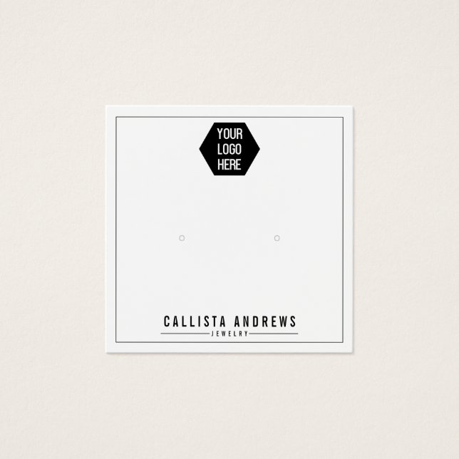 Simple White Add Your Logo Earring Display Card (Front)