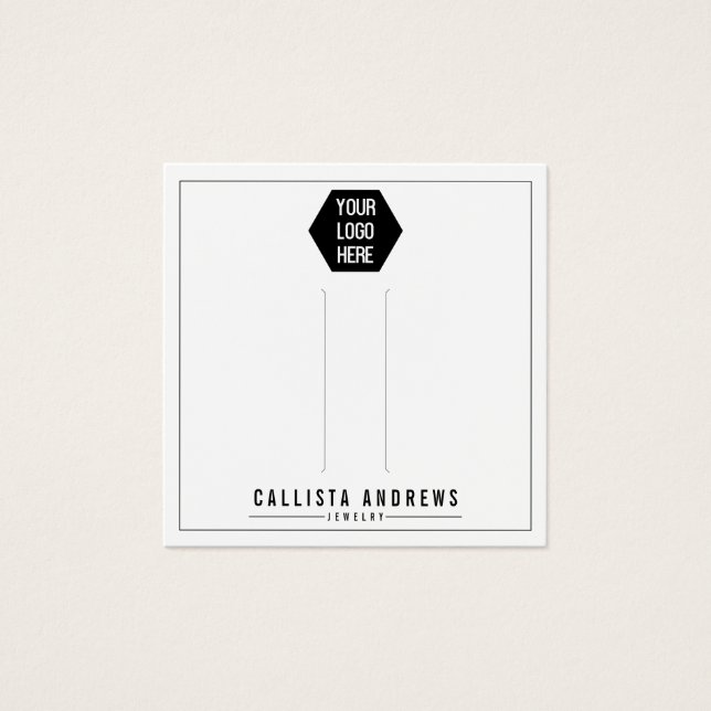Simple White Add Your Logo Hair Clip Display Card (Front)